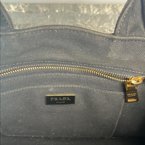 Prada Canapa Studded Black Denim Tote Bag - Picture 10 of 11